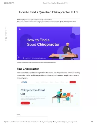 How to Find a Qualified Chiropractor In US _
