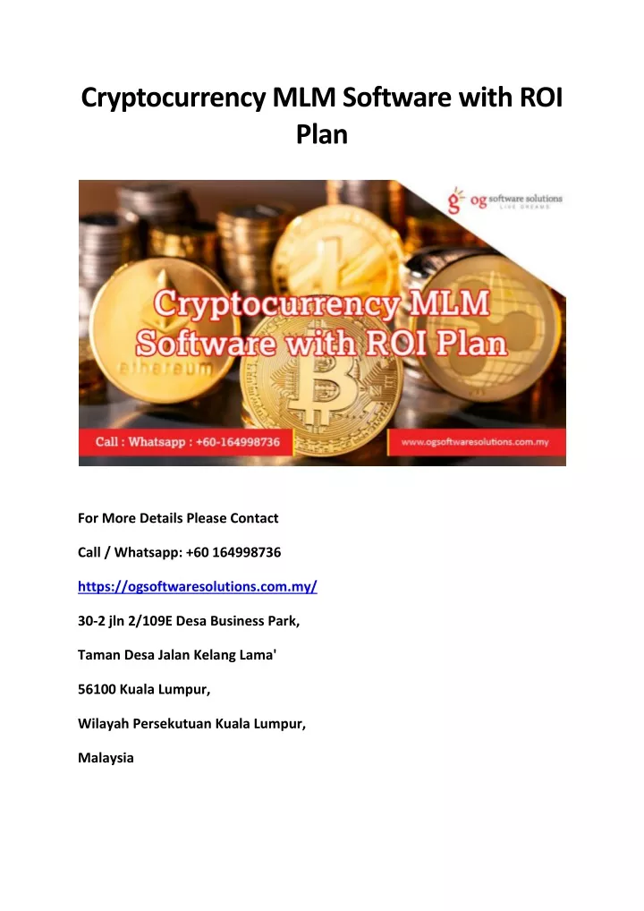 cryptocurrency mlm software with roi plan