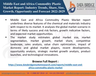 Middle East and Africa Commodity Plastic Market