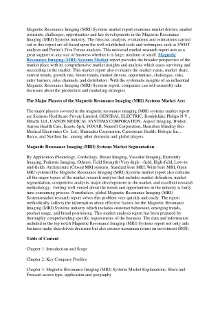 magnetic resonance imaging mri systems market