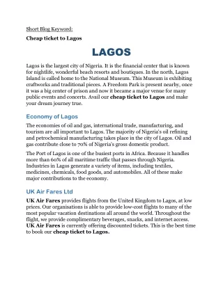 Cheap Ticket to Lagos