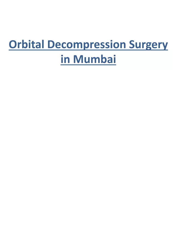 orbital decompression surgery in mumbai