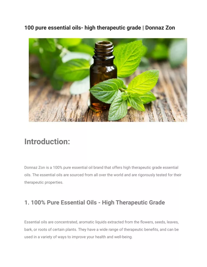 100 pure essential oils high therapeutic grade