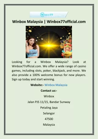 Winbox Malaysia  Winbox77official