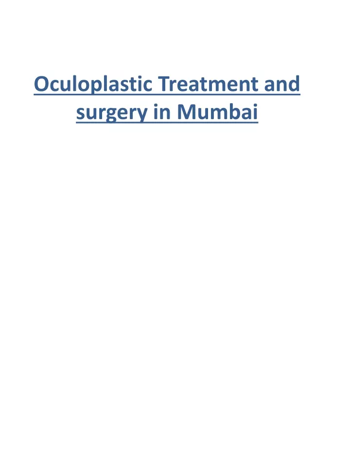 oculoplastic treatment and surgery in mumbai