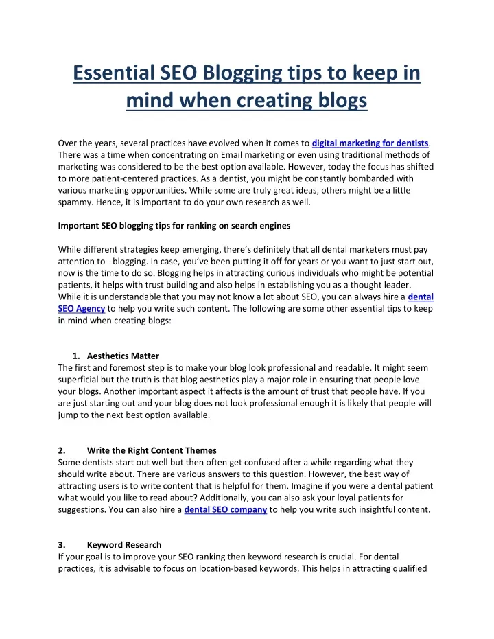 essential seo blogging tips to keep in mind when