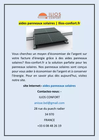 aides panneaux solaires | Ilios-confort.fr