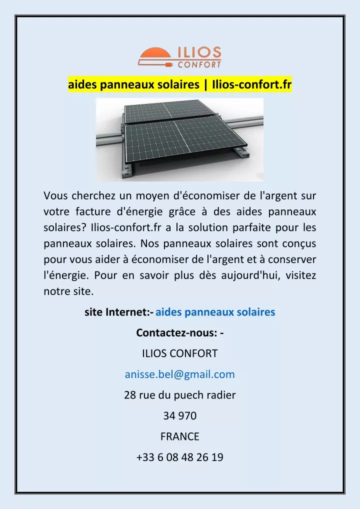 aides panneaux solaires ilios confort fr
