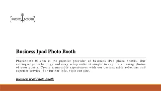 Business Ipad Photo Booth | Photobooth101.com