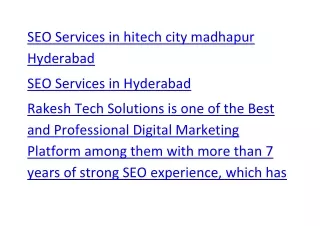 SEO Services in hitech city madhapur Hyderabad
