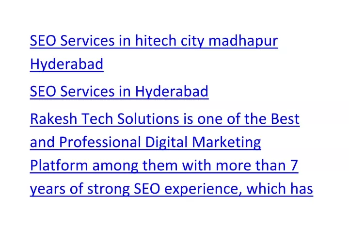 seo services in hitech city madhapur hyderabad