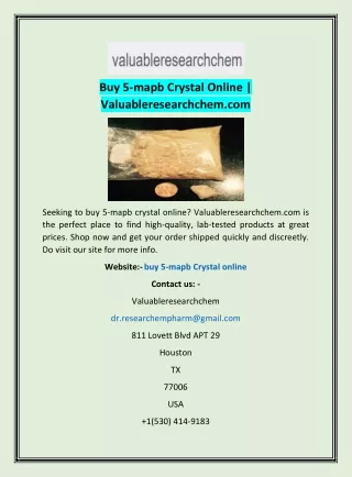 Buy 5-mapb Crystal Online | Valuableresearchchem.com