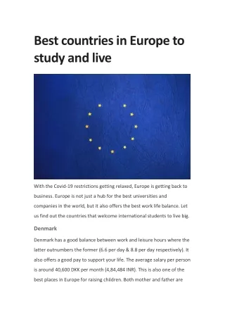 Best countries in Europe to study and live