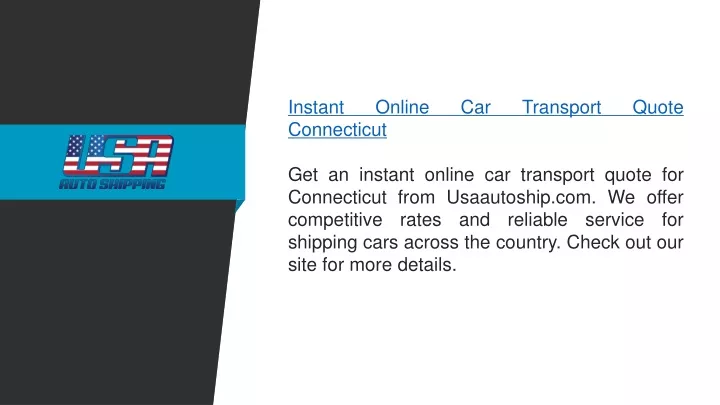 instant online car transport quote connecticut