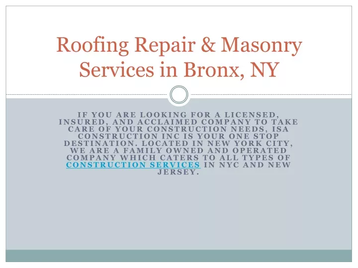 roofing repair masonry services in bronx ny