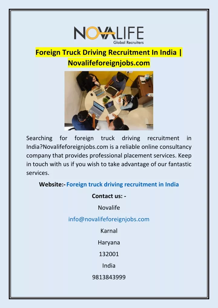 foreign truck driving recruitment in india