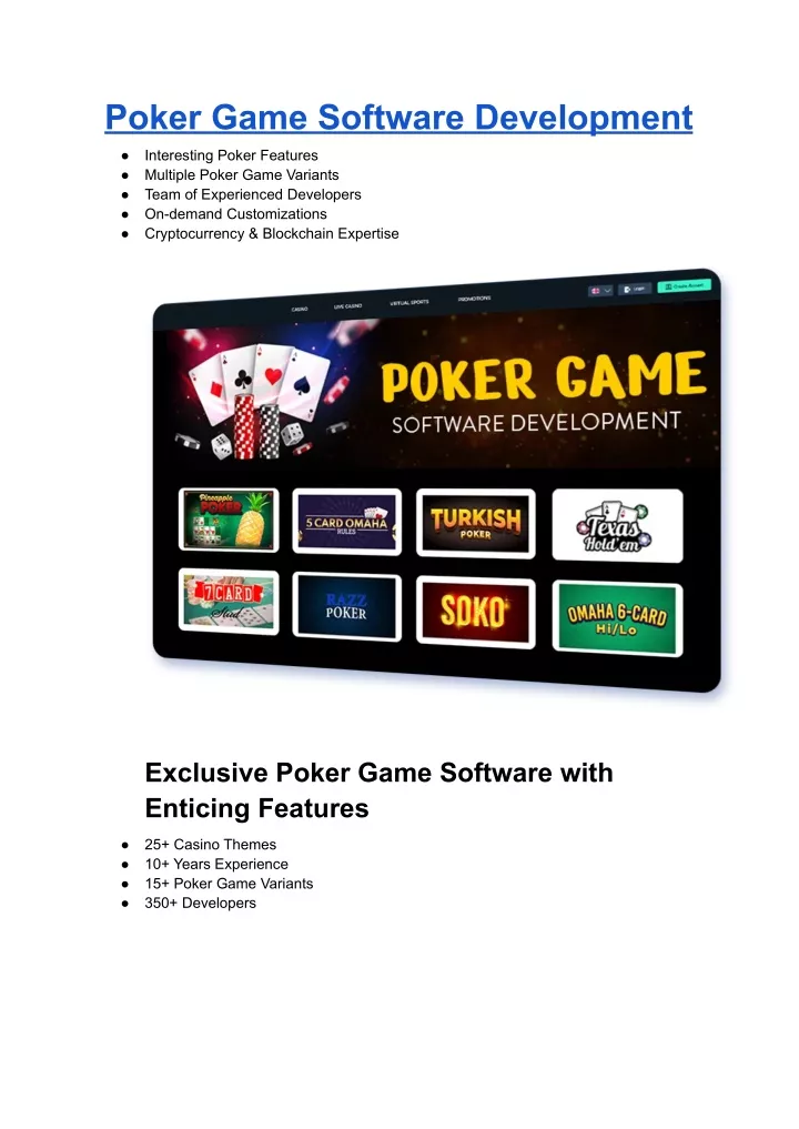 poker game software development