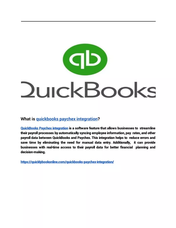 what is quickbooks paychex integration quickbooks