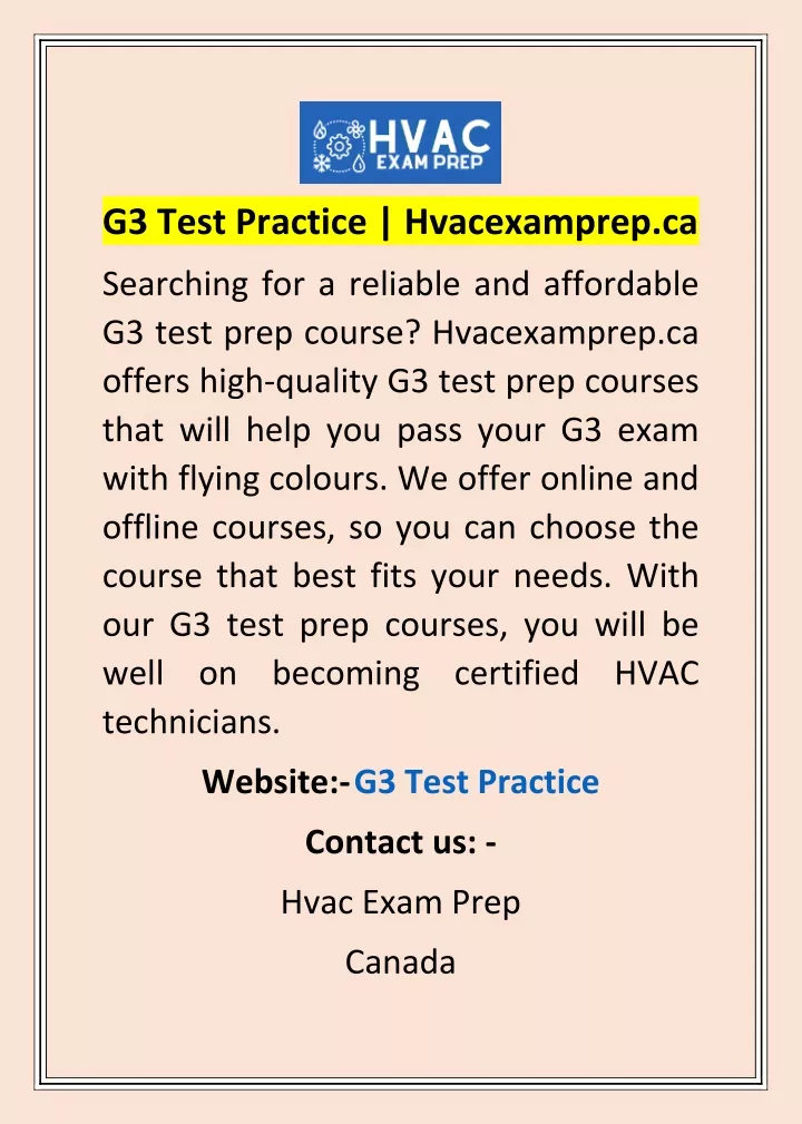 g3 test practice hvacexamprep ca