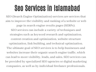 Seo Services in Islamabad