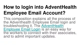 How to login into AdventHealth Employee Email Account_