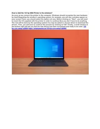 how to add the 123 hp 6968 printer to the windows