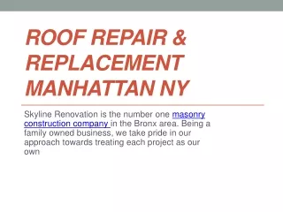 Roof Repair & Replacement Manhattan NY