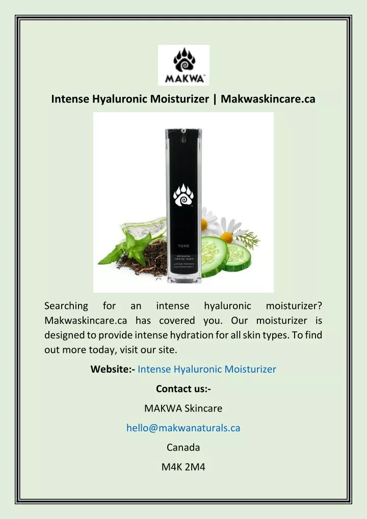intense hyaluronic moisturizer makwaskincare ca