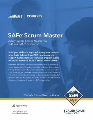 SAFe® Certified Scrum Master | SAFe® Agile Course Online | AgilityPAD
