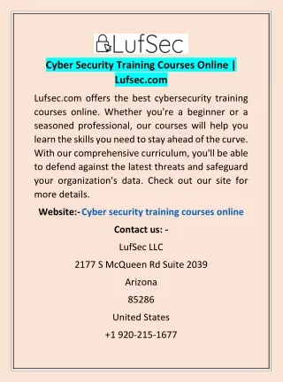 cyber security training courses online lufsec com
