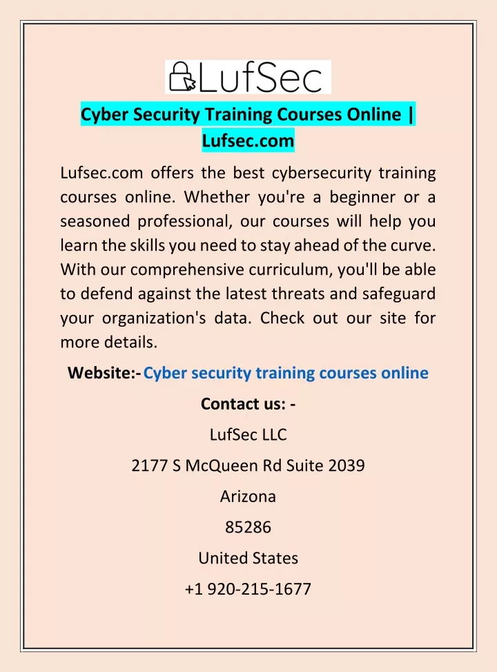 cyber security training courses online lufsec com