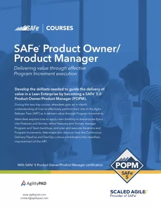 SAFe® Agile Popm Certification | SAFe® Agile Course Online | AgilityPAD