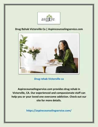 Drug Rehab Victorville Ca | Aspirecounselingservice.com