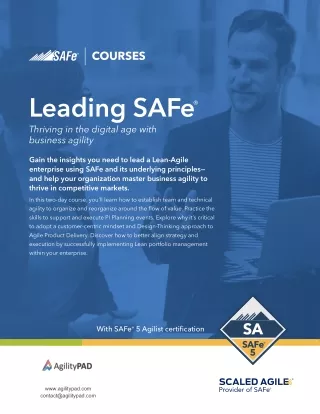 Leading SAFe® Online Training | SAFe® Agile Course Online | AgilityPAD
