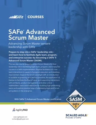 Certified SAFe® Advanced Scrum Master | SAFe® Agile Course Online | AgilityPAD