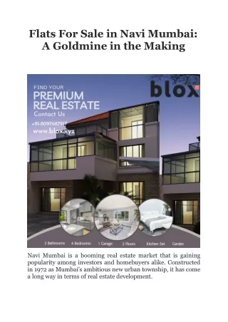 Flats For Sale in Navi Mumbai A Goldmine in the Making Blox-Xyz