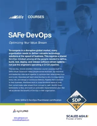 SAFe® DevOps (SDP) | SAFe® Agile Course Online | AgilityPAD