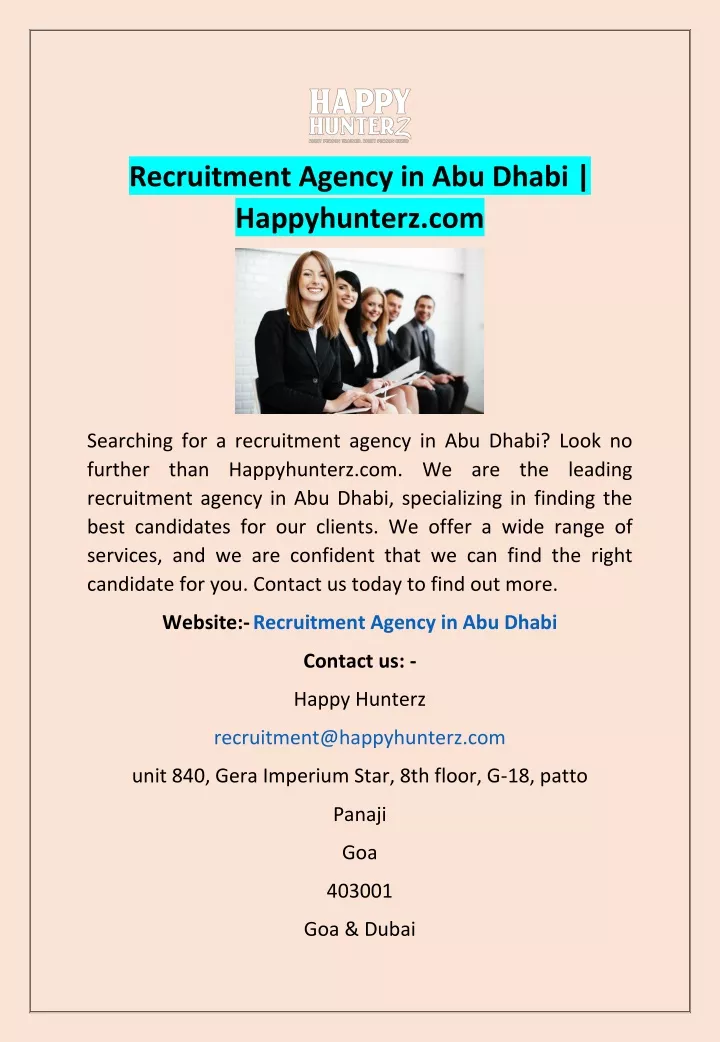 recruitment agency in abu dhabi happyhunterz com