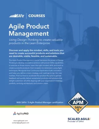 Product Management SAFe® Agile | SAFe® Agile Course Online | AgilityPAD