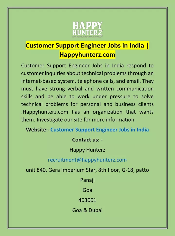 customer support engineer jobs in india