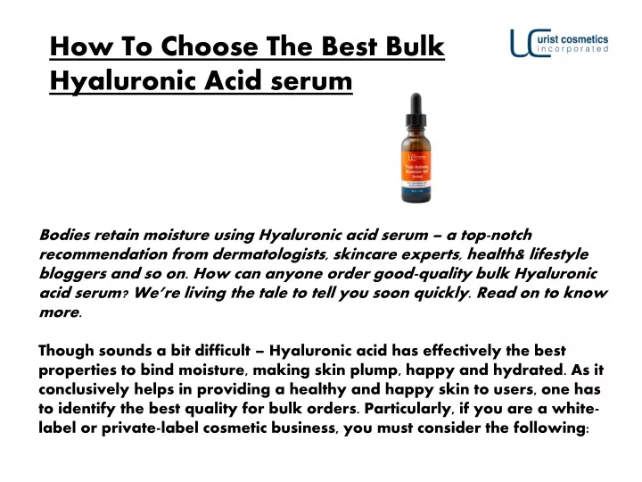 how to choose the best bulk hyaluronic acid serum