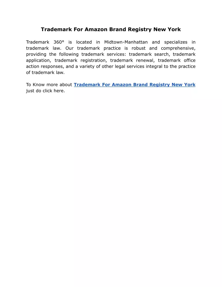 trademark for amazon brand registry new york