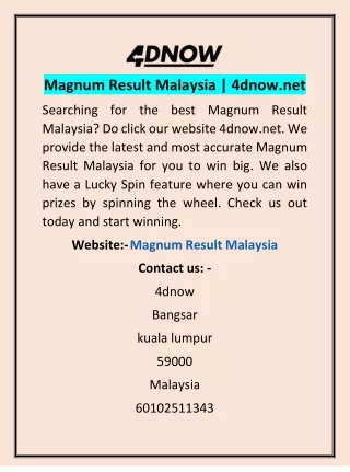 Magnum Result Malaysia | 4dnow.net