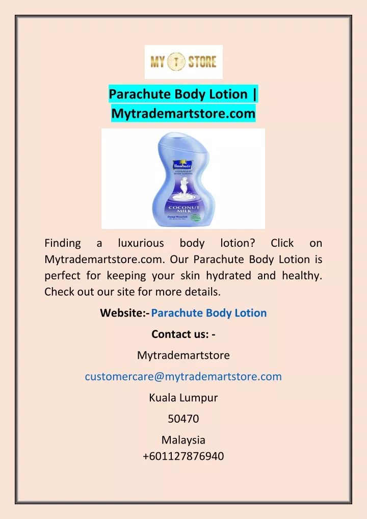 parachute body lotion mytrademartstore com