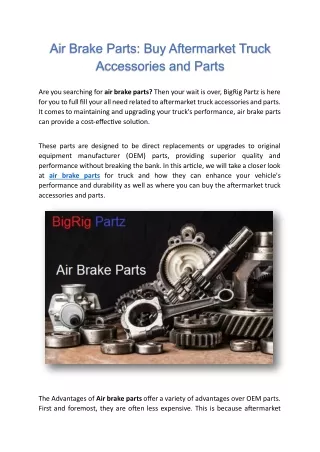 Air Brake Parts: Buy Aftermarket Truck Accessories and Parts