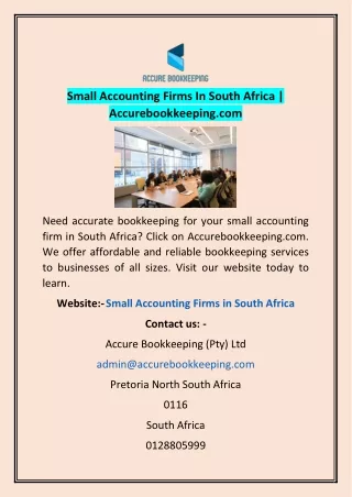 Small Accounting Firms In South Africa | Accurebookkeeping.com