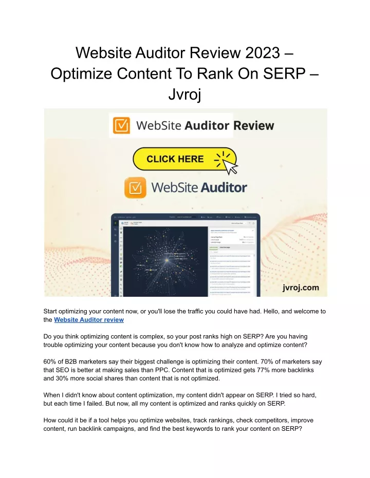 website auditor review 2023 optimize content