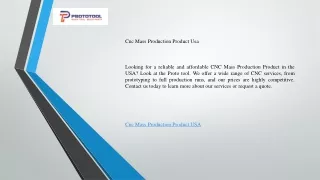 Cnc Mass Production Product Usa    Prototool.com
