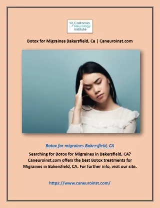 Botox for Migraines Bakersfield, Ca | Caneuroinst.com