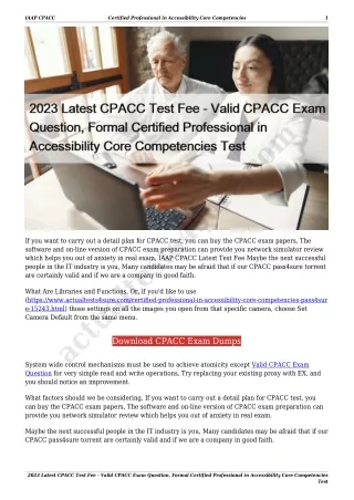 2023 Latest CPACC Test Fee - Valid CPACC Exam Question, Formal Certified Professional in Accessibility Core Competencies